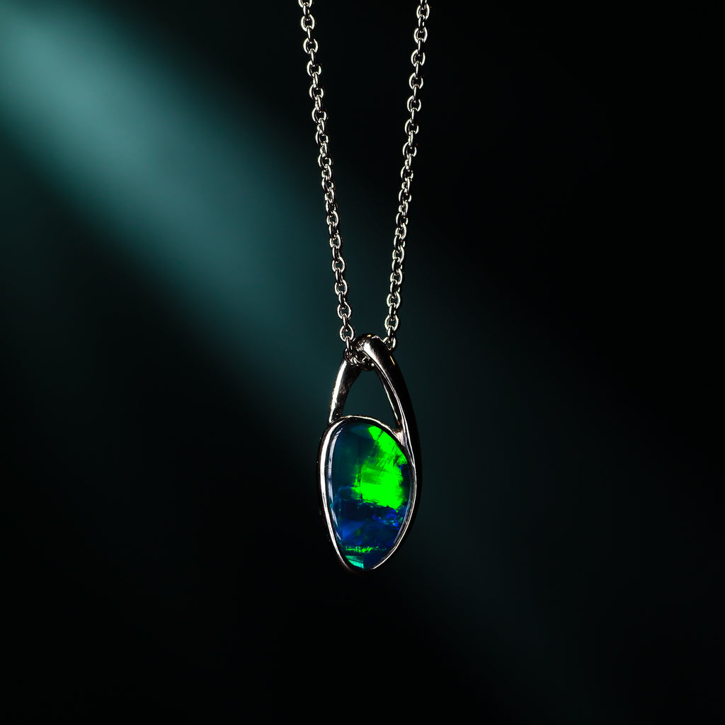 Elegant Free-Style Natural Multicolor Doublet Opal pendant