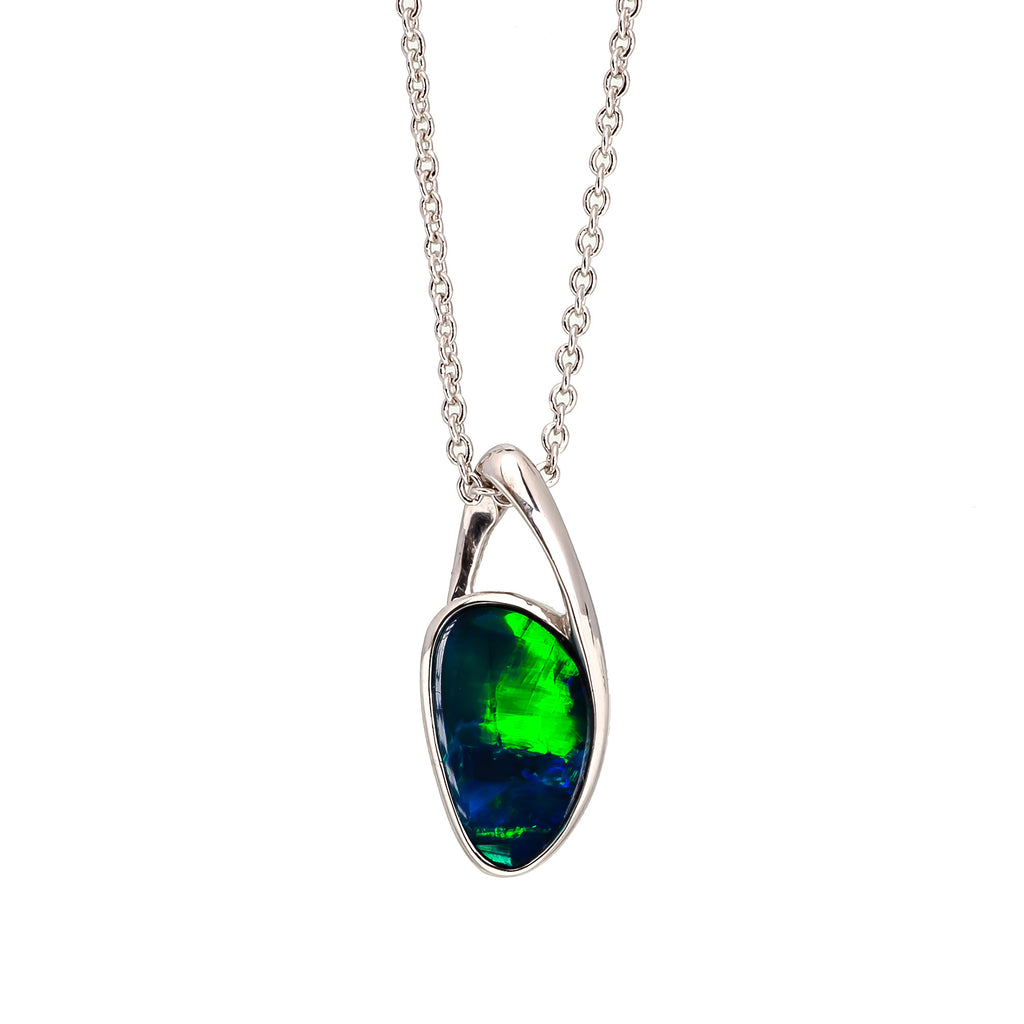 Elegant Free-Style Natural Multicolor Doublet Opal pendant