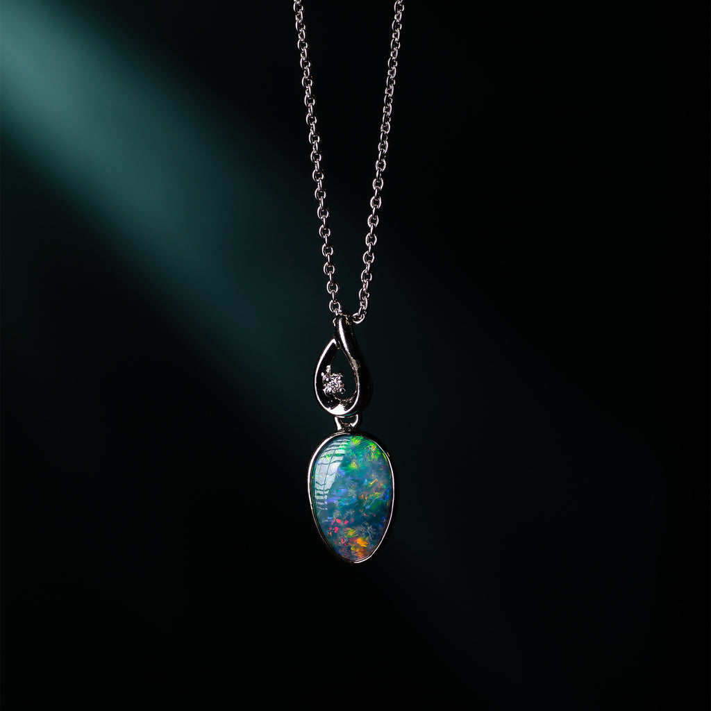 Elegant Free Style Natural Multicolor Doublet Opal pendant